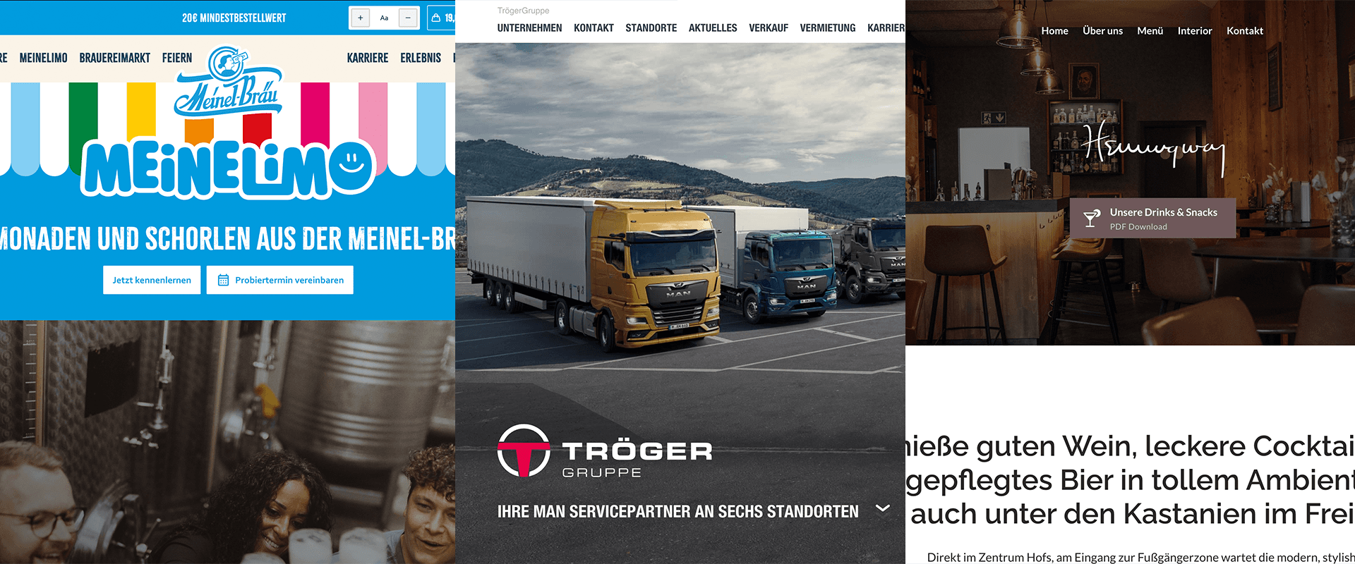 Zusammenstellung verschiedener Webseiten Landing Pages